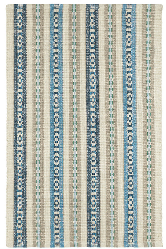 Long Slade Indigo Handwoven Cotton Rug 2x3