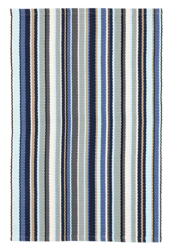 Westbrook Stripe Blue Handwoven Indoor/Outdoor 2'6 x 8'