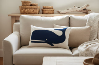 14" x 21" Ollie the Navy Whale Lumbar Pillow
