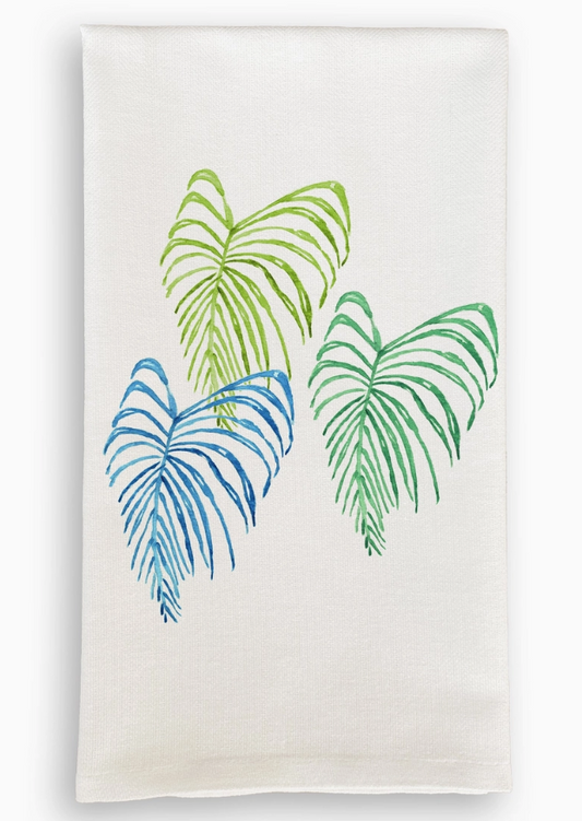 Blue and Green Palm Fronds Dishtowel