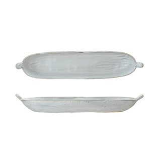 Stoneware Dish w/ Handles, White ***
