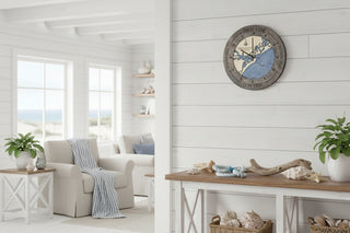 16" Ocean City Tide Clock   Dep Blue/Driftwood Gray
