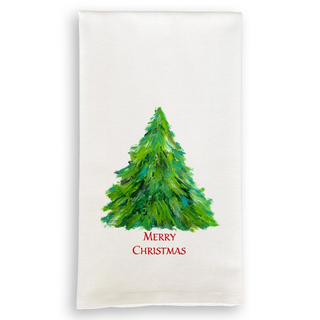 Green Tree with Merry Christmas Dishtowel

