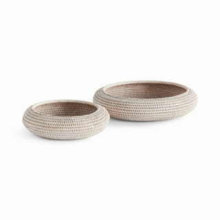 Burma Rattan Shallow Display Bowls   Set of 2
