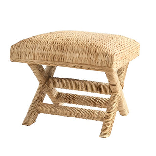 20" Square x 18"H Woven Water Hyacinth & Wood Stool
