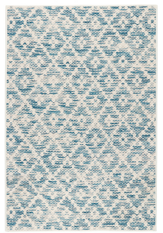 Melange Diamond Blue Machine Washable Rug
