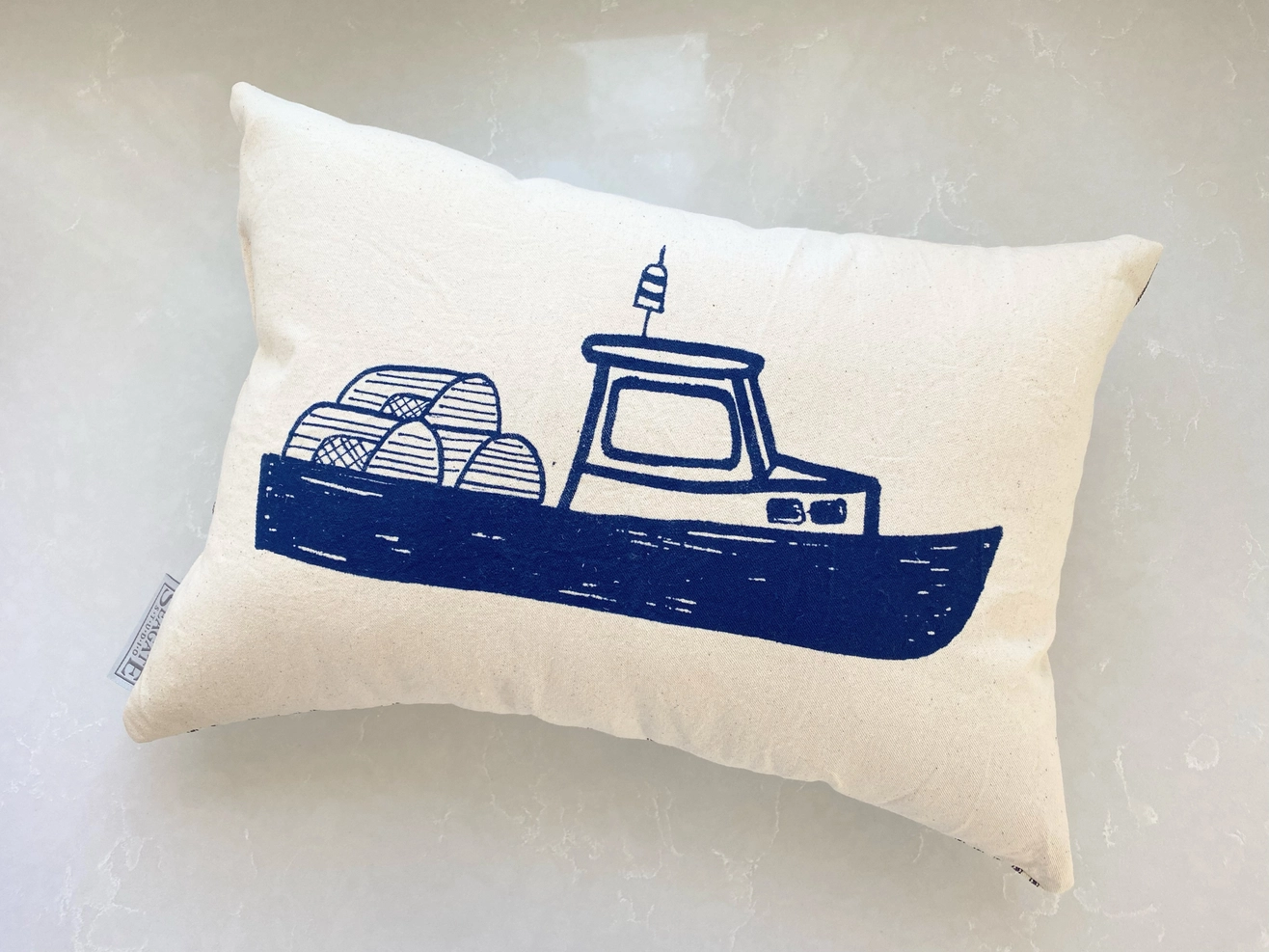 Lobster Boat Pillow - Navy