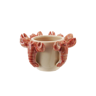 Stoneware Planter w/ 3D Lobsters, Reactive Glaze
