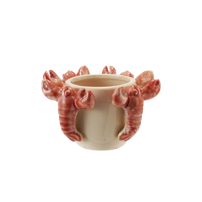 Stoneware Planter w/ 3D Lobsters, Reactive Glaze