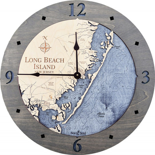 36" Long Beach Island Clock - Deep Blue/Driftwood Gray
