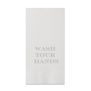 Wash Your Hands Guest Towel   Grey Font   Pack of 20
