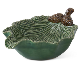 7.75 Inch Green Ceramic Pinecone Dish
