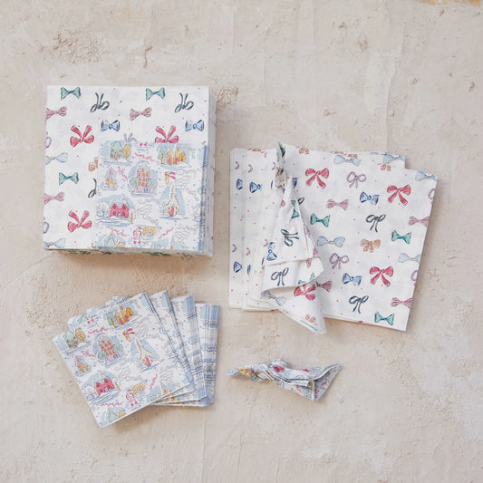 Paper Cocktail Napkins w/ Holiday Pattern