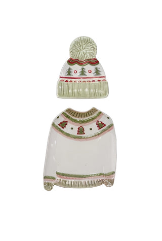 Sweater Shaped Plate with Hat Shaped Dish   Green
