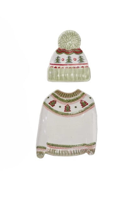 Sweater Shaped Plate with Hat Shaped Dish - Green