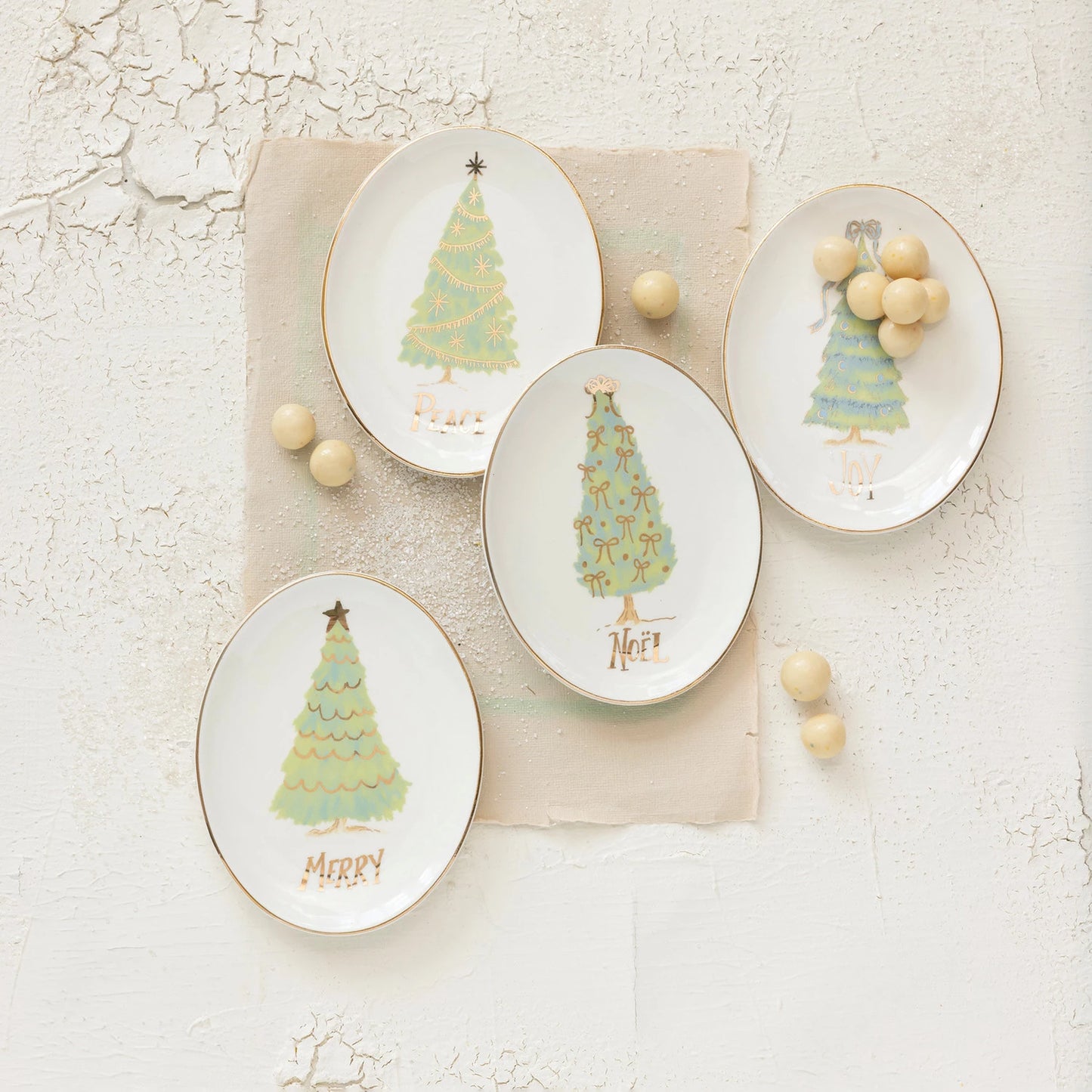 Oval Stoneware Dish with Christmas Tree, Word III