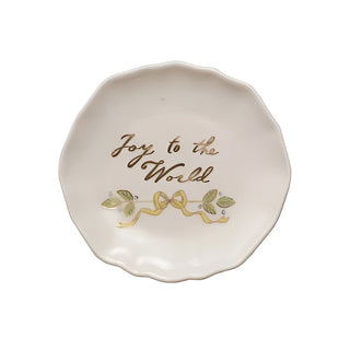 Stoneware Scalloped Plate with Gold Electroplating II
