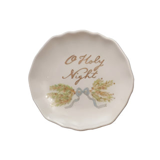 Stoneware Scalloped Plate with Gold Electroplating I
