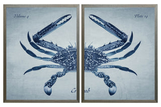 Navy Diptych Crab on a Light Blue Background
