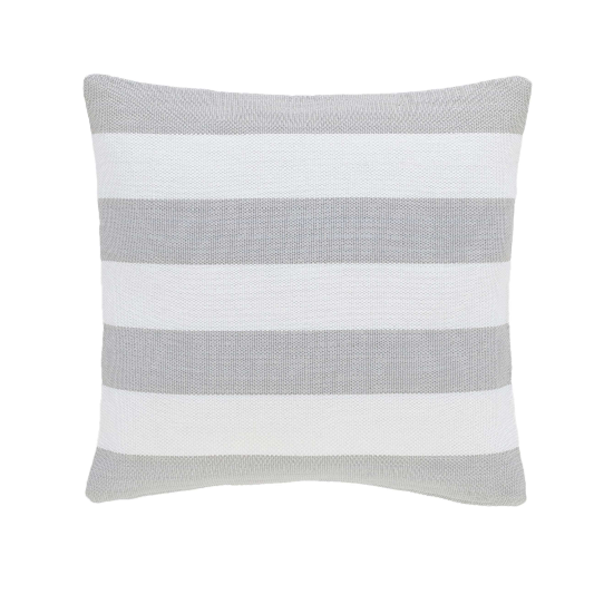 Catamaran Stripe Pearl Grey/White Indoor/Outdoor 21x21 Pillow