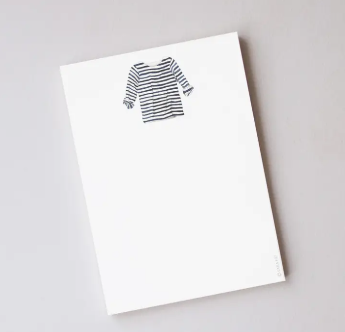 Navy + White Striped Shirt Notepad