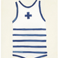 White with Navy Stripe/Cross Men's One Piece Distressed White Shadow Box - Online Only