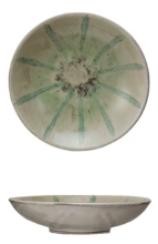 Hand-Painted Stoneware Low Bowl III
