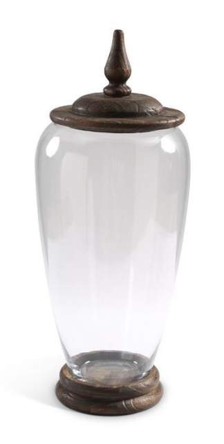 GLASS JARS W/WOOD BASE AND LIDS - Medium