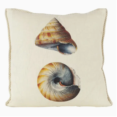 Nautical/Seashells Two Ways Pillow/Warm White/Linen/Knife Edge