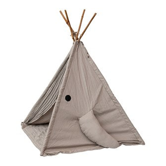 Cotton Whale Teepee w/ Mat & Embroidery, Grey ***