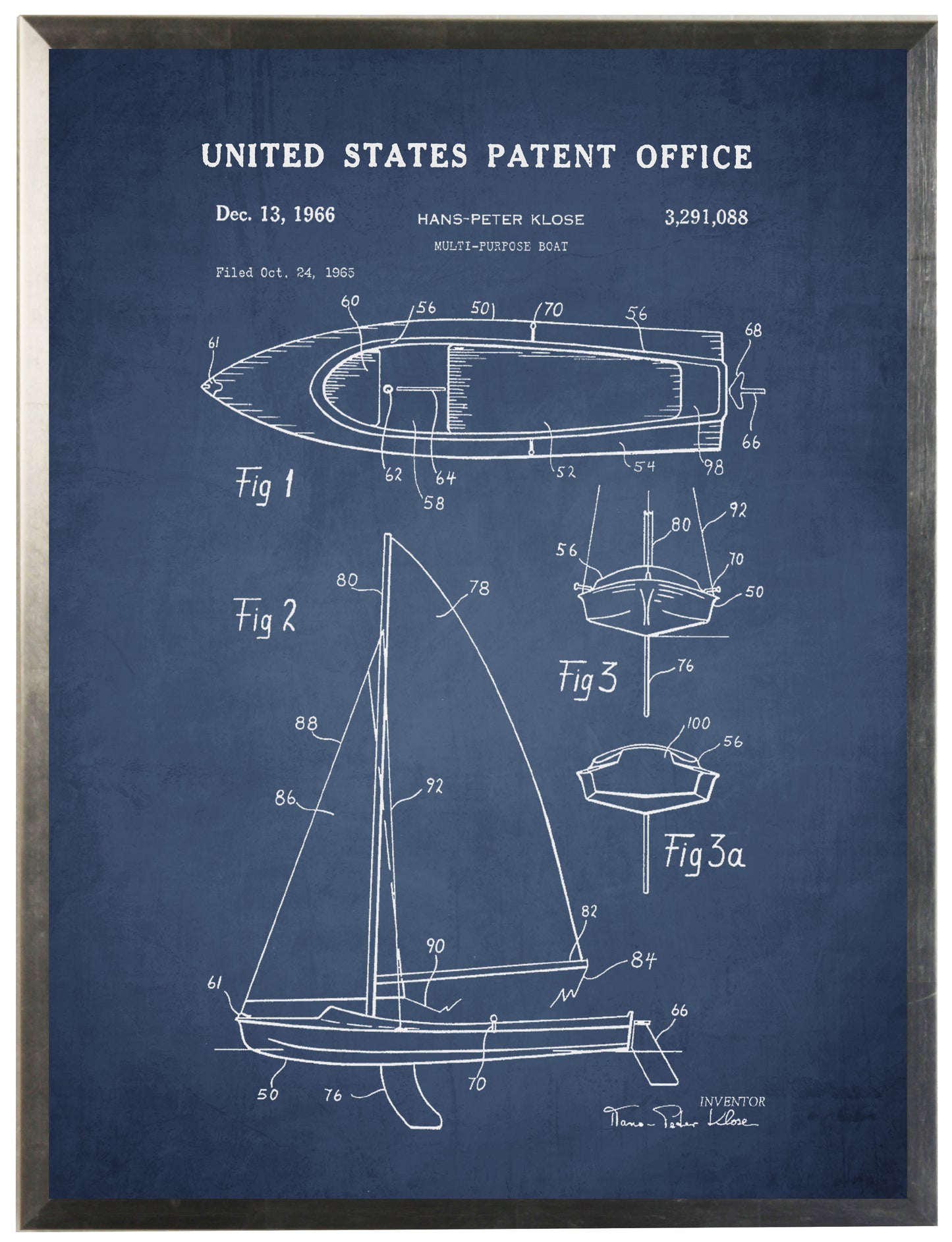 Sailboat Patent on Navy Background