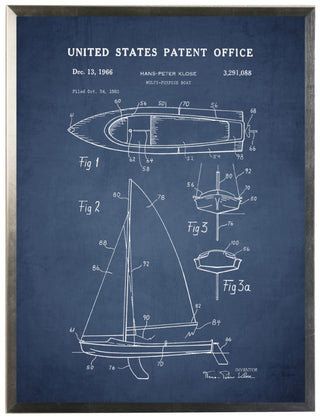 Sailboat Patent on Navy Background
