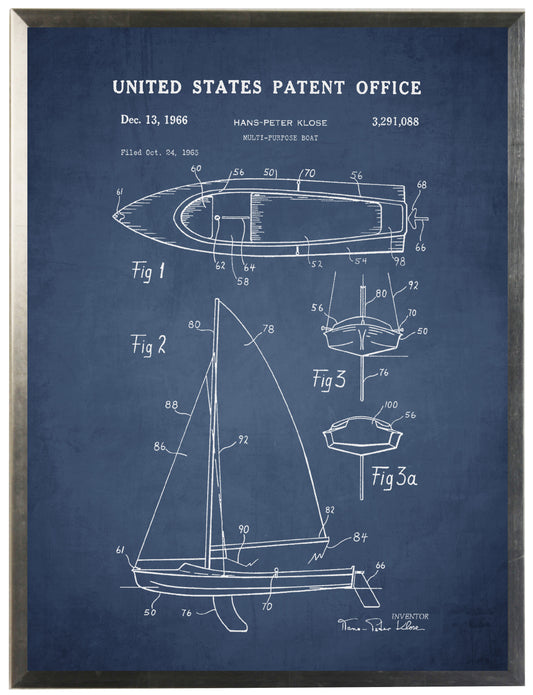 Sailboat Patent on Navy Background