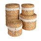 Water Hyacinth Baskets w/ Lids, Handles & Cotton Lining - Medium