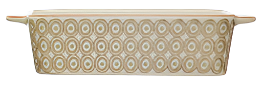 2-1/2 Cup Hand-Stamped Stoneware Baker w/ Pattern IV