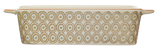 2-1/2 Cup Hand-Stamped Stoneware Baker w/ Pattern IV