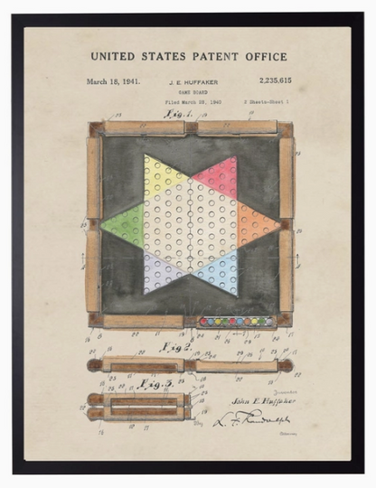 Watercolor Chinese Checkers Patent - Online Only