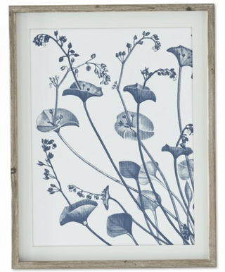 27.75 Inch Wood Framed Blue & White Botanical Print I
