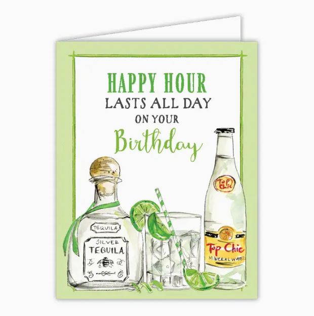 Greeting Card - Handpainted On Your Birthday Happy Hour Lasts All Day Ranch Water