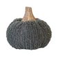 Cotton Blend Bouclé/Velvet Pumpkin w/ Wood Stem - Small - Grey