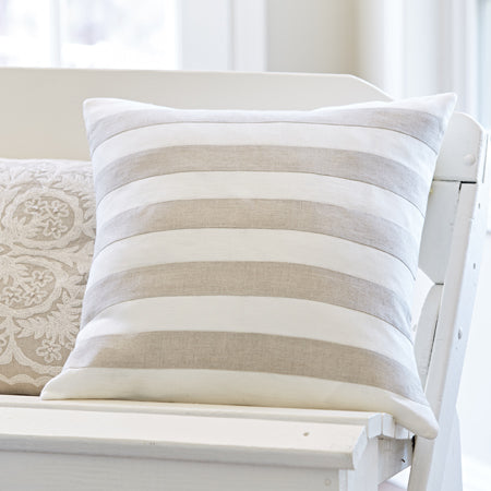 Rugby Natural and Cream Stripe Pillow
