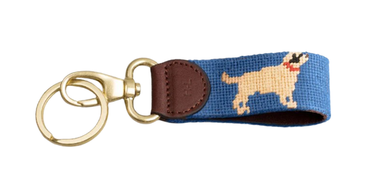 Yellow Lab on Atlantic Blue Key Fob