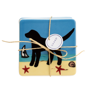 Beach Dog Black 4 Piece Coaster Set
