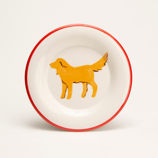 Beach Dog Yellow Round Plate
