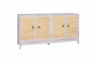 Calista 4 Door Acacia and Cane Sideboard White Wash
