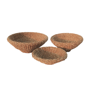 Seagrass Shallow Tapered Baskets (Set of 3)