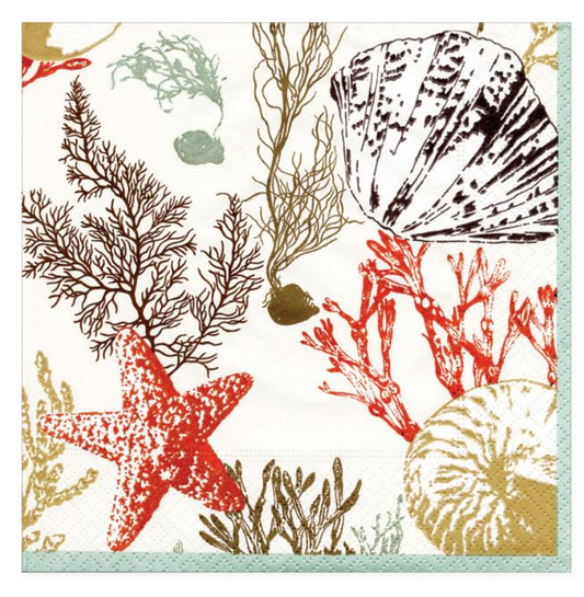 Marine Study Ivory Cocktail Napkins