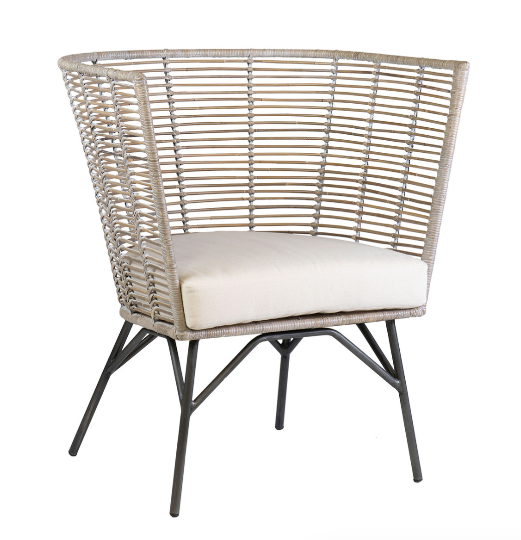 Hermes Rattan and Iron Round Occasional Chair