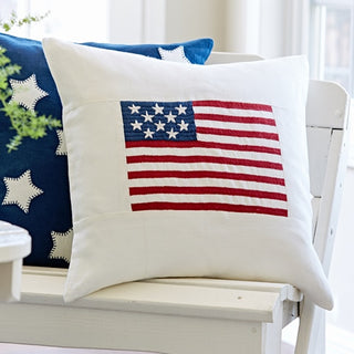 Flag White Linen Porch 21" x 21" Pillow
