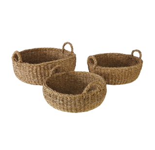 Seagrass Shallow Baskets (Set of 3)